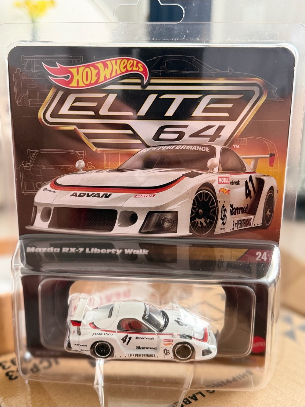 Hot Wheels Elite 64 White Mazda RX-7 Liberty Walk Die-Cast Car